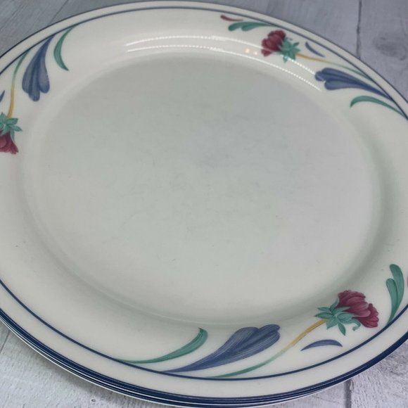 Lenox Chinastone POPPIES ON BLUE Red Flowers  Blue Leaves Dinner Plates Set of 2 - Picture 3 of 9